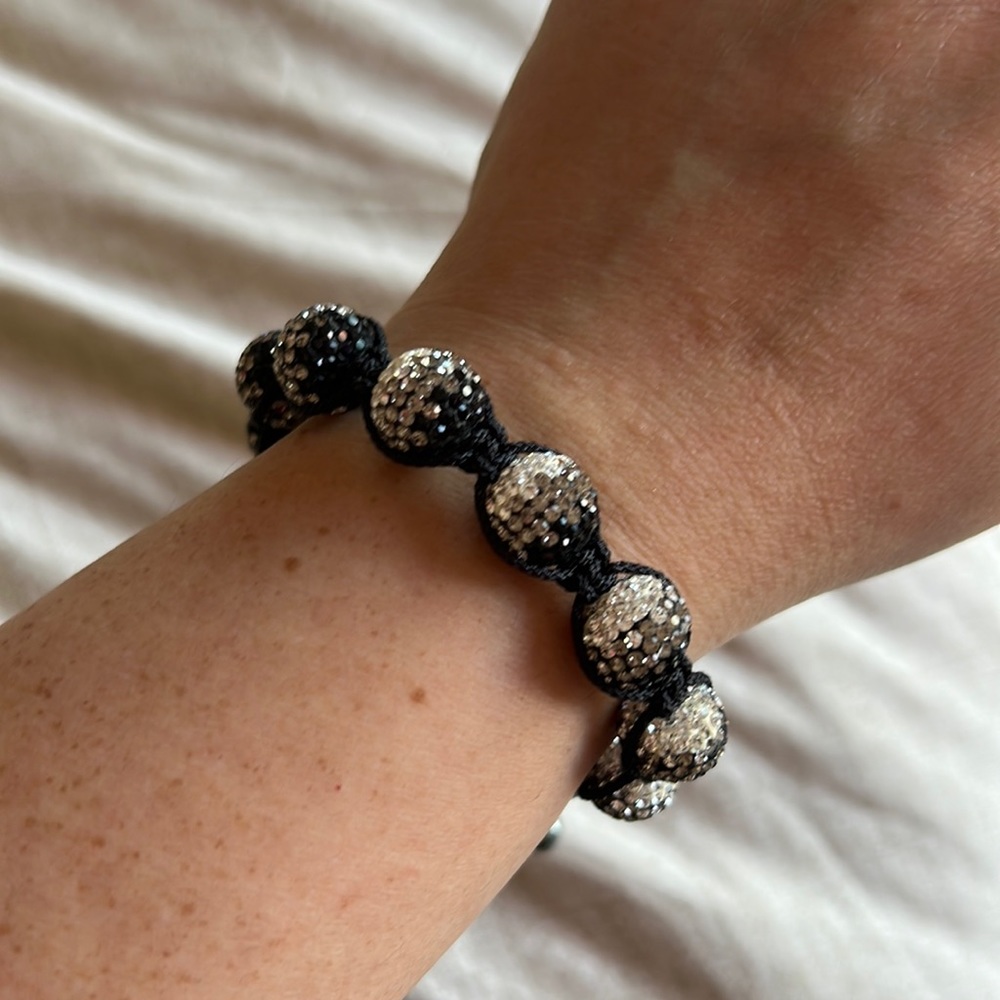 White & Black CZ Crystal Shamballa Bracelet
